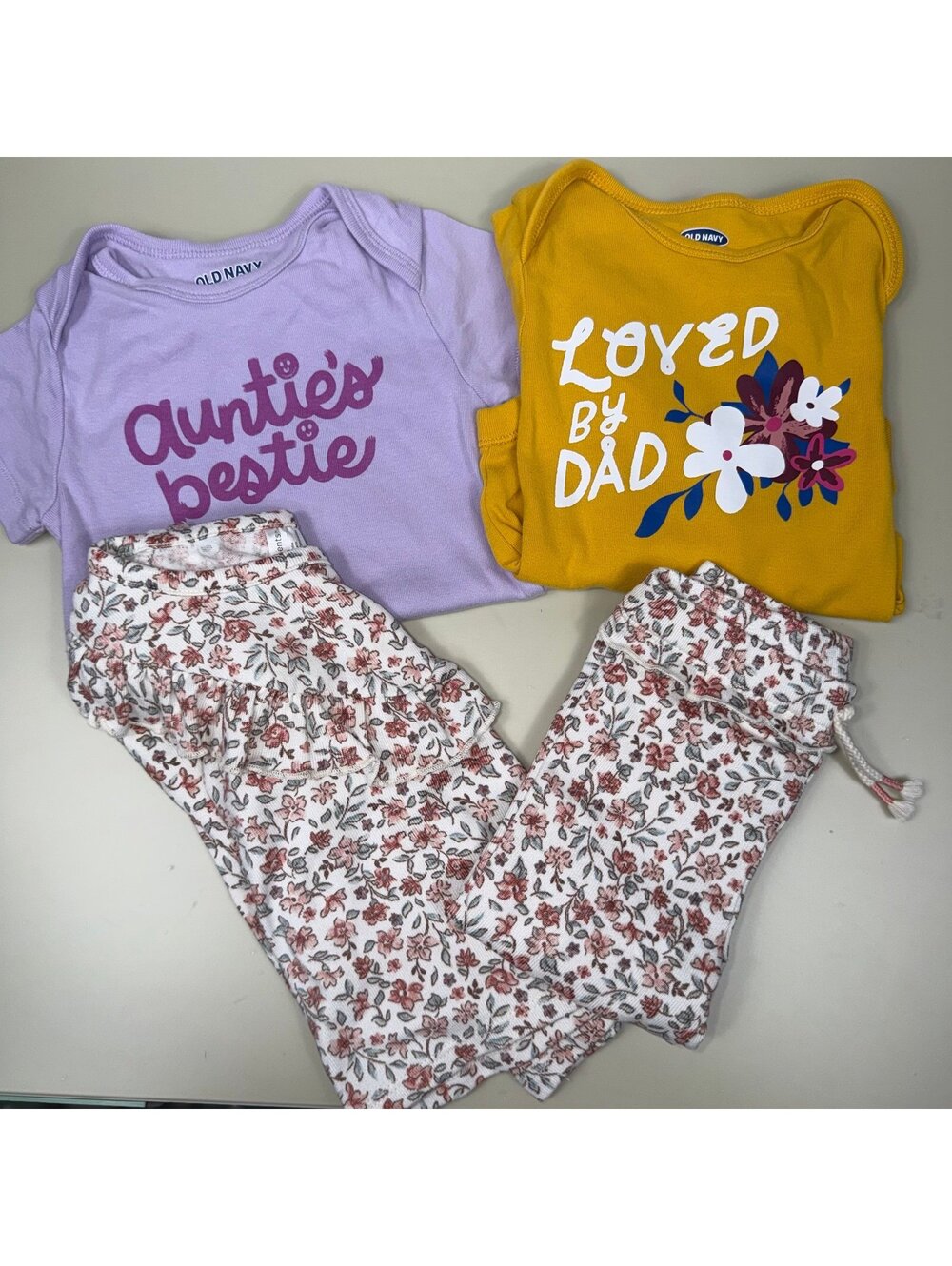 Modern Moments Floral Outfit Set + Old Navy Bodysuits Bundle 12-18 Months